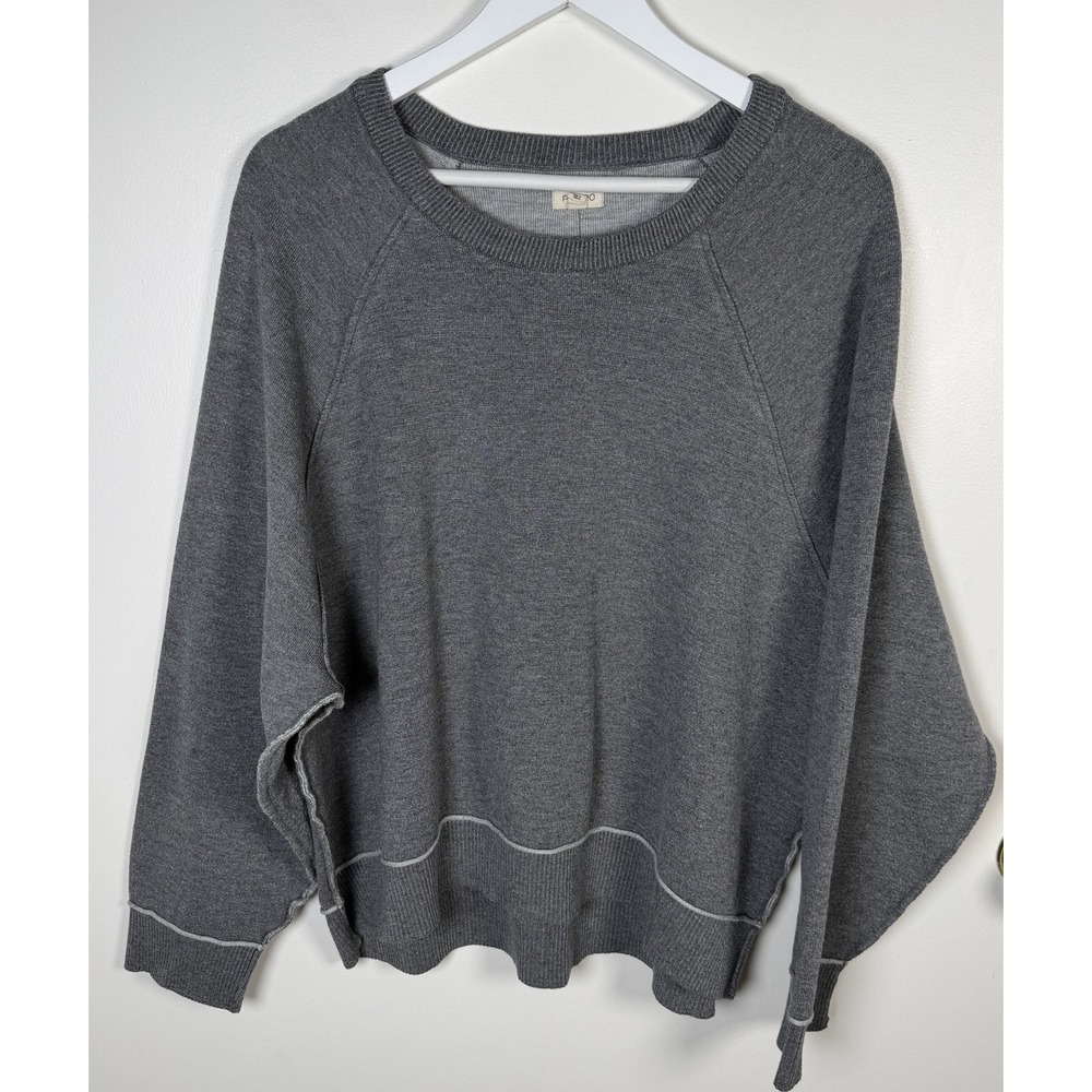 Anthropologie Pilcro Size XL The Oaklyn Cozy Boxy Crew-Neck Sweatshirt Gray - Picture 3 of 11